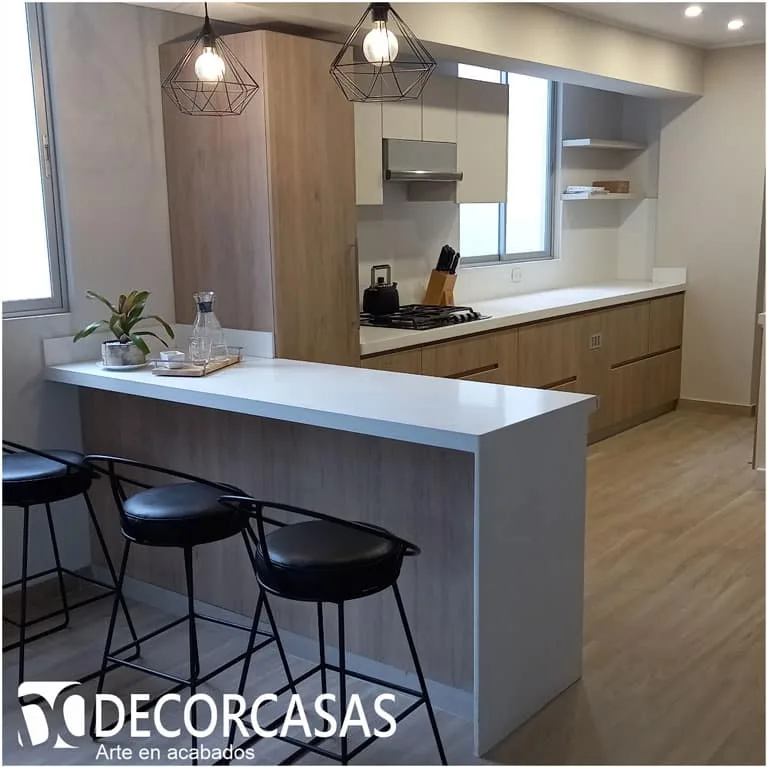 mueble cocina con barra desayunador